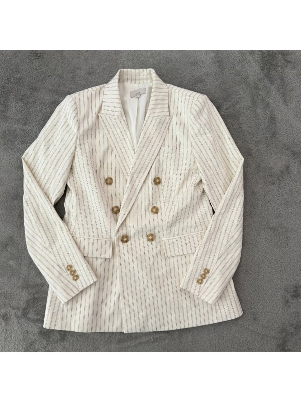 New Ann Taylor LOFT Double Breasted Cream Linen Blend Blazer Womens  2 Jacket